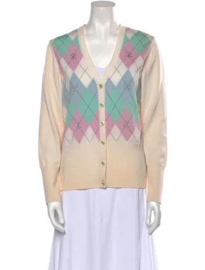 Pre-owned Escada Printed V-neck Sweater In Neutral