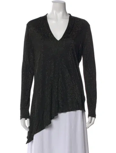 Pre-owned Escada Printed V-neck Top In Black