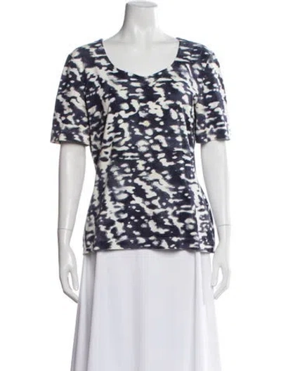Pre-owned Escada Printed V-neck T-shirt In Blue