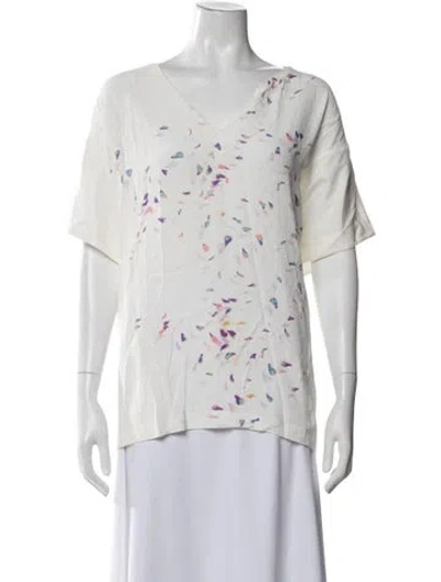 Pre-owned Escada Printed V-neck T-shirt In Neutrals