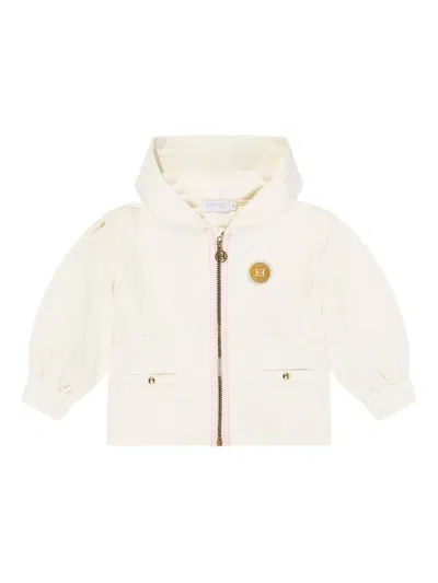ESCADA PUFF-SLEEVE LOGO-PLAQUE HOODIE