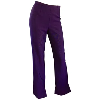 Pre-owned Escada Purple Sz 8 High Waist Flare Leg Boot Cut Regal Egg Plant Trousers Pants