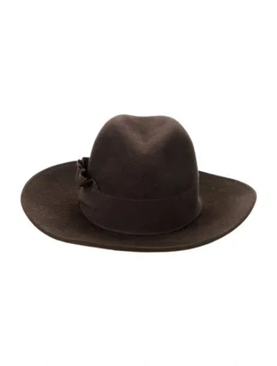 Pre-owned Escada Rabbit Brim Hat In Brown
