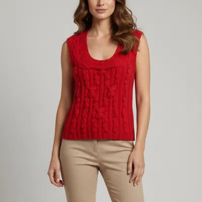 Pre-owned Escada Red Cable Knit Sleeveless Vest M