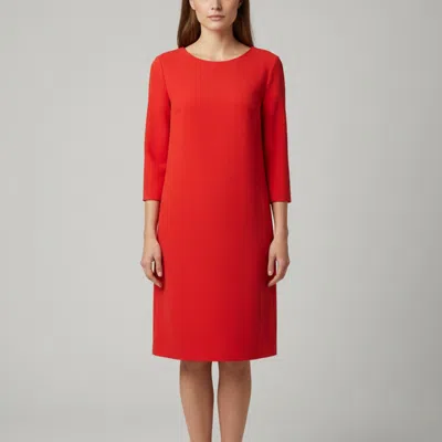 Pre-owned Escada Red Crepe Draped Knee Length Dress M