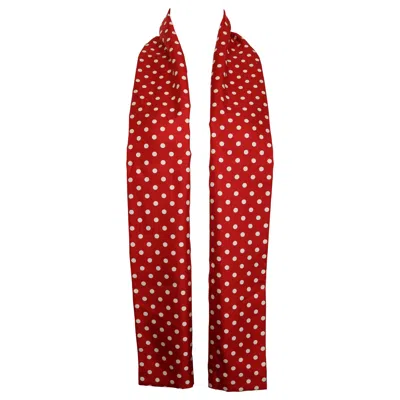 Pre-owned Escada Red Silk White Polka Dot Scarf