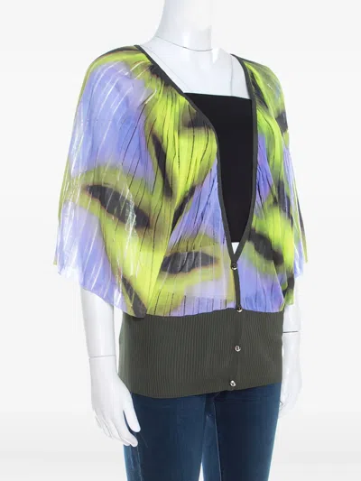 Pre-owned Escada Ribbed Print Cardigan