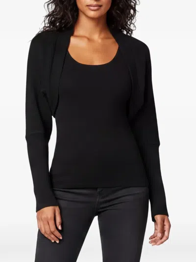 Pre-owned Escada Rib-knit Cropped Cardigan In Black