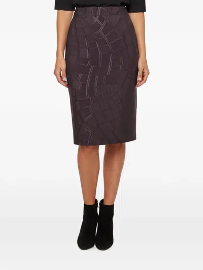 Pre-owned Escada Rio Pencil Midi Skirt In Purple