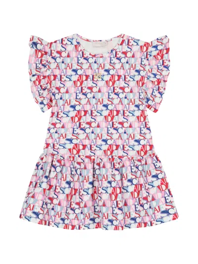 Escada Kids' Ruffle Printed Dress In Multi