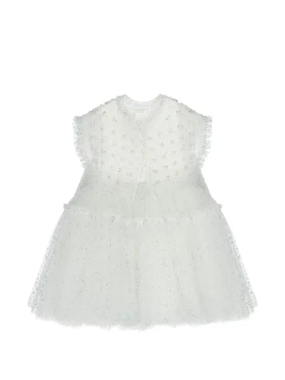 Escada 荷叶边蝴蝶结连衣裙 In White