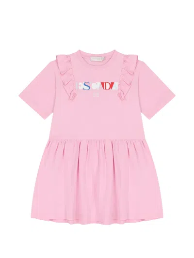 Escada Kids' Ruffled-detail Short-sleeve Dress In Pink