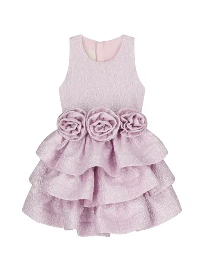 Escada 荷叶边花卉连衣裙 In Purple