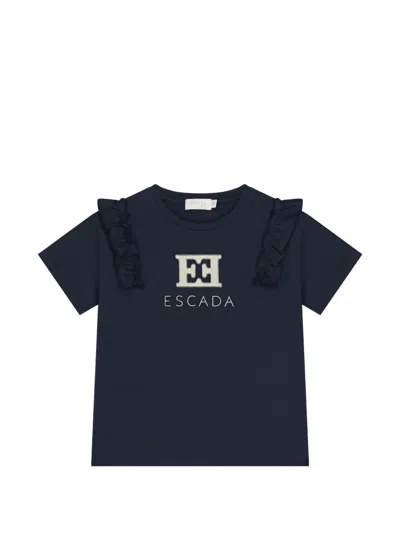 Escada Kids' Ruffled Short-sleeve T-shirt In Blue