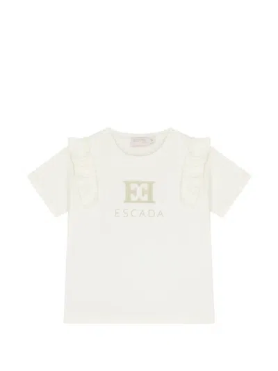 Escada Kids' Ruffled T-shirt In White