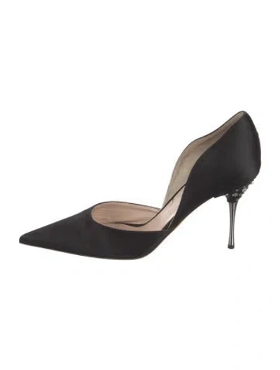 Pre-owned Escada Satin Crystal Embellishments Pumps In Black