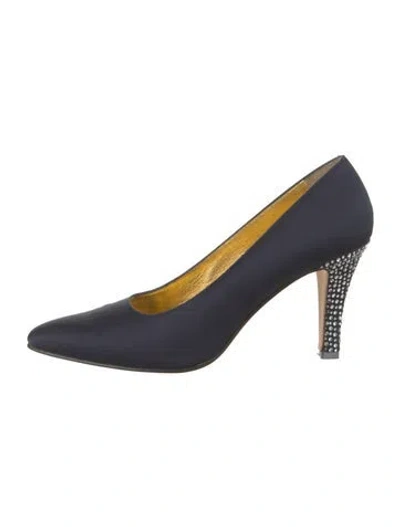 Pre-owned Escada Satin Crystal Embellishments Pumps In Blue