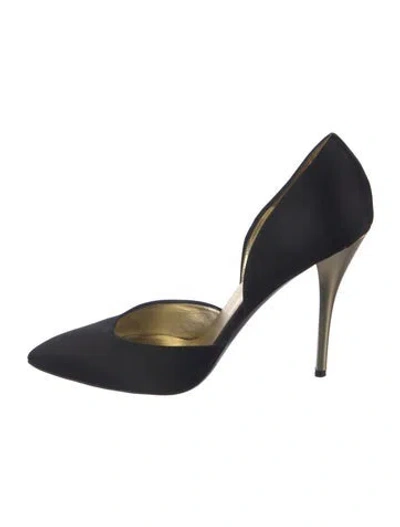 Pre-owned Escada Satin Crystal Embellishments Pumps In Blue