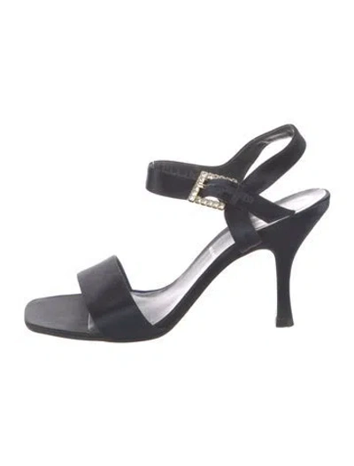 Pre-owned Escada Satin Crystal Embellishments Sandals In Blue