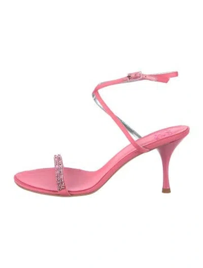 Pre-owned Escada Satin Crystal Embellishments Sandals In Pink
