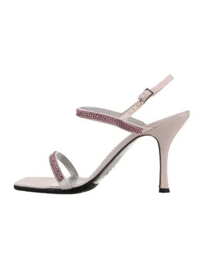 Pre-owned Escada Satin Crystal Embellishments Slingback Sandals In Pink