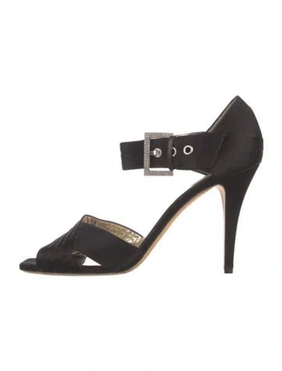 Pre-owned Escada Satin D'orsay Pumps In Black
