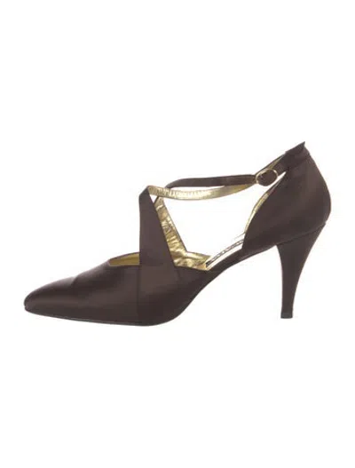Pre-owned Escada Satin D'orsay Pumps In Brown
