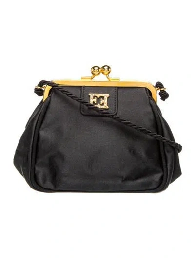 Pre-owned Escada Satin Evening Bag In Black