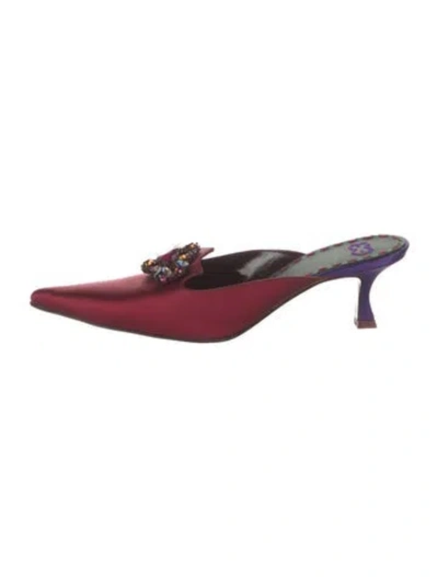 Pre-owned Escada Satin Mules In Burgundy