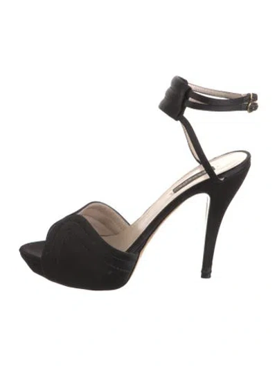 Pre-owned Escada Satin Sandals In Black
