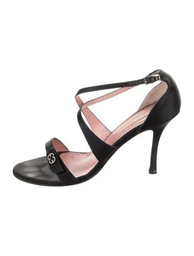 Pre-owned Escada Satin Sandals In Black