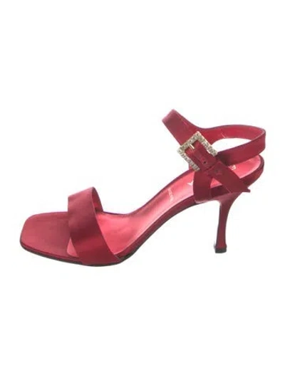 Pre-owned Escada Satin Sandals In Red