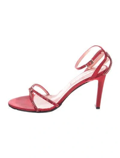 Pre-owned Escada Satin Sandals In Red