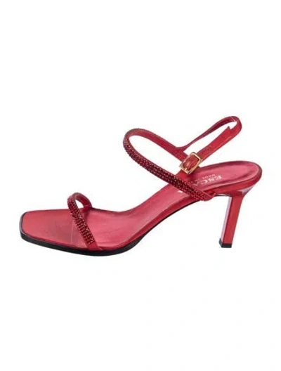Pre-owned Escada Satin Sandals In Red