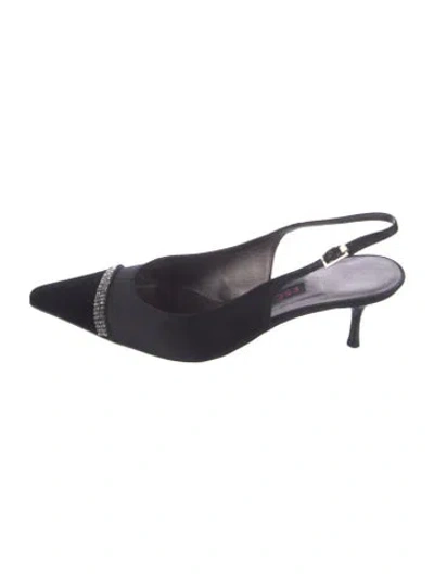 Pre-owned Escada Satin Slingback Pumps In Black