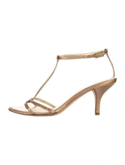 Pre-owned Escada Satin T-strap Sandals In White