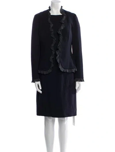 Pre-owned Escada Scalloped Accent Dress Set In Blue
