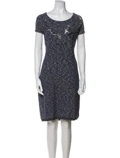 Pre-owned Escada Scoop Neck Knee-length Dress In Blue