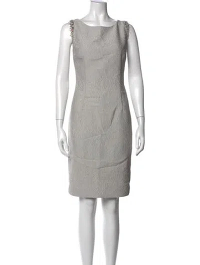 Pre-owned Escada Scoop Neck Knee-length Dress In Grey