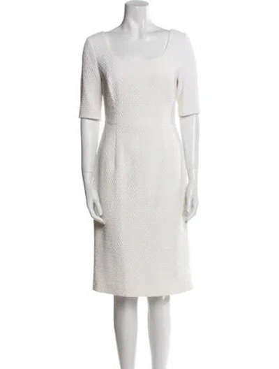 Pre-owned Escada Scoop Neck Knee-length Dress In White