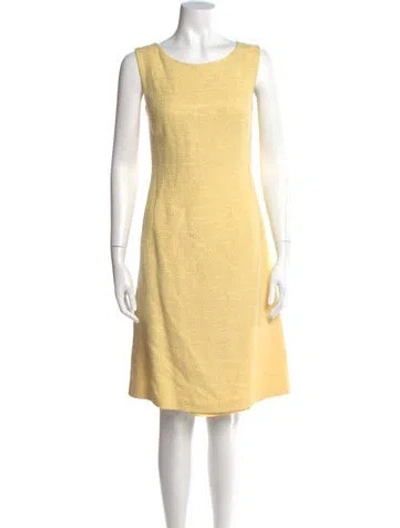 Pre-owned Escada Scoop Neck Knee-length Dress In Yellow
