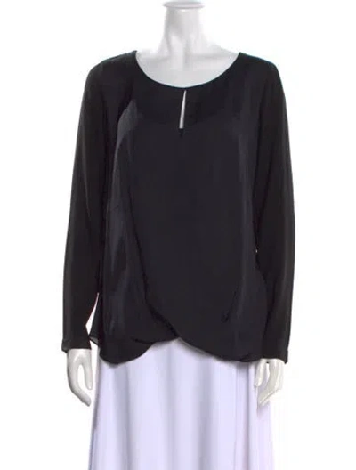 Pre-owned Escada Scoop Neck Long Sleeve Blouse In Black