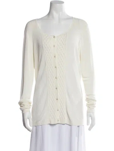 Pre-owned Escada Scoop Neck Long Sleeve Blouse In Neutral