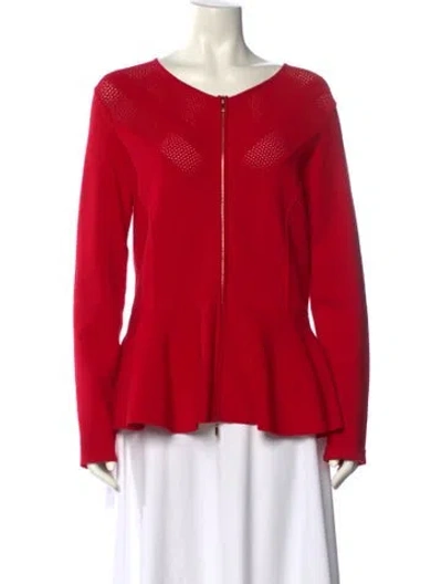 Pre-owned Escada Scoop Neck Long Sleeve Blouse In Red