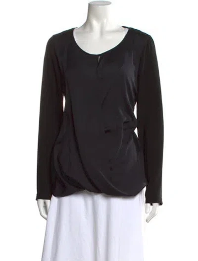Pre-owned Escada Scoop Neck Long Sleeve Top In Black