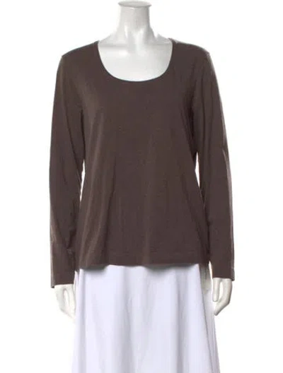 Pre-owned Escada Scoop Neck Long Sleeve T-shirt In Brown