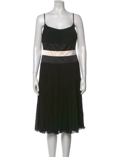 Pre-owned Escada Scoop Neck Midi Length Dress In Black