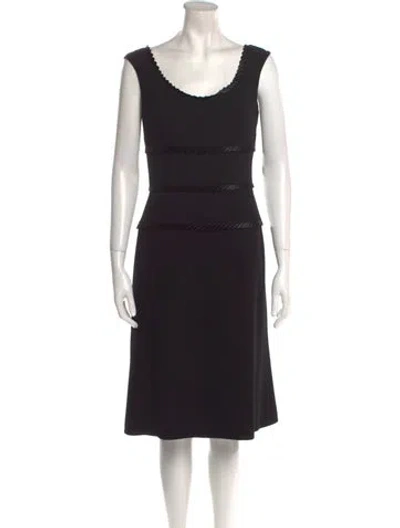 Pre-owned Escada Scoop Neck Midi Length Dress In Black