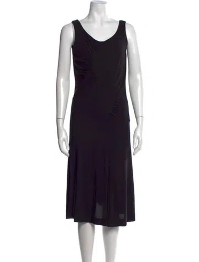 Pre-owned Escada Scoop Neck Midi Length Dress In Black