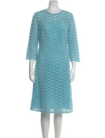 Pre-owned Escada Scoop Neck Midi Length Dress In Blue